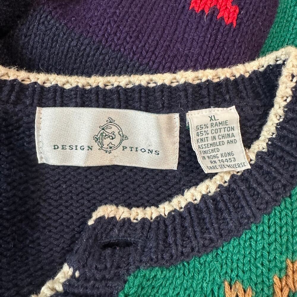 Vintage 90’s Teacher Sweater Fall Winter Months Novelty Chunky Knit Cardigan - Picture 13 of 14